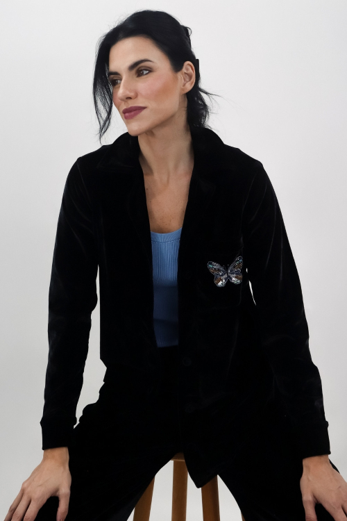 BLUSA KAROLINE VELUDO PRETO