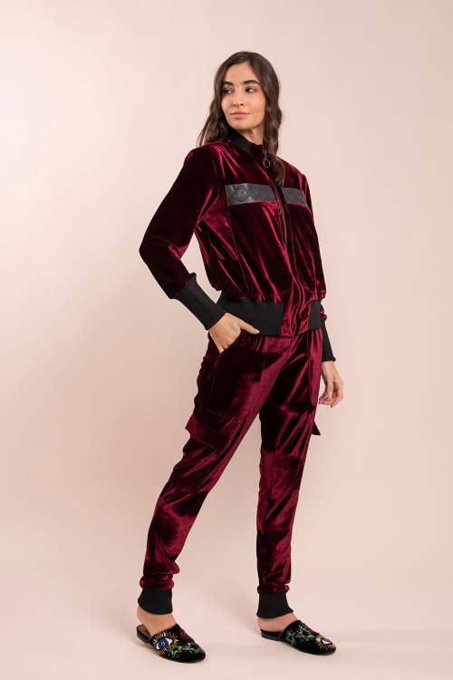 CALÇA MARIE VELUDO VINHO