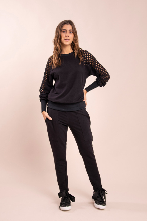 CALÇA JANET MOLETOM PRETA