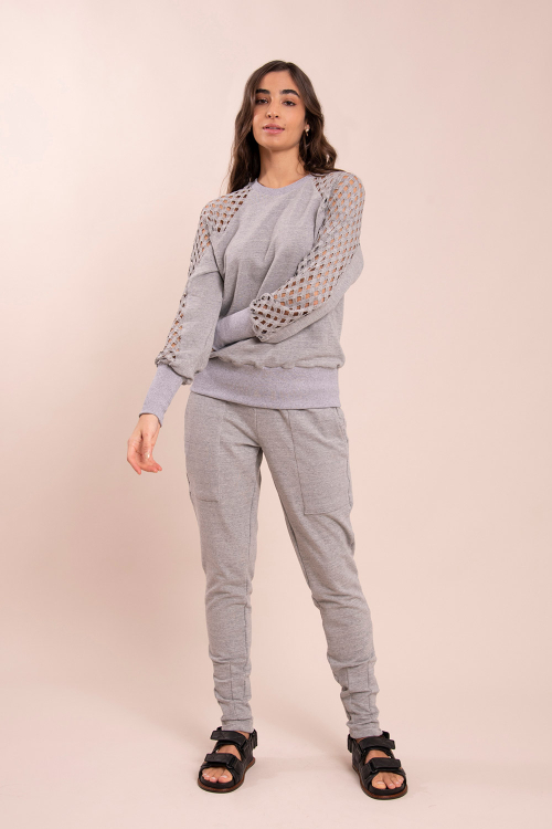 CALÇA JANET MOLETOM CINZA